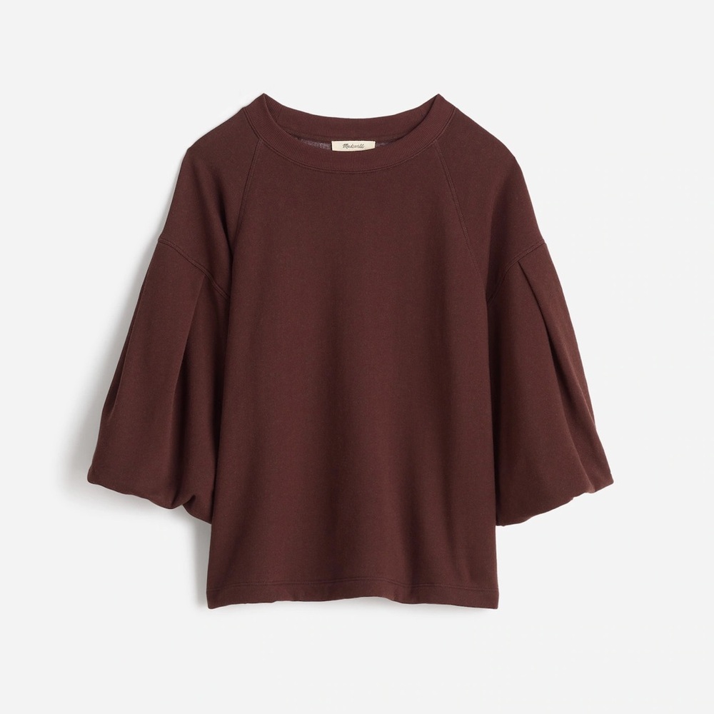 Madewell Maroon Balloon-Sleeve Long Sleeve Tee